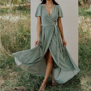 Baltic Born Andi Velvet Maxi Dress Sage Green Size XL Wedding Special Occasion